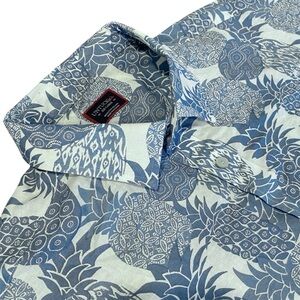UNTUCKit XXL Yoti Button Down Short Sleeve Slim Fit Pineapple Linen Blend Shirt